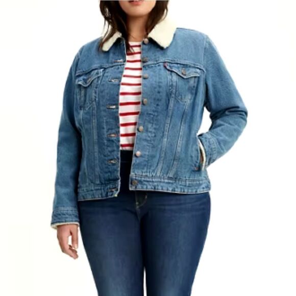 NWT LEVI'S Sherpa Trucker Jacket Plus 2X - Picture 1 of 7